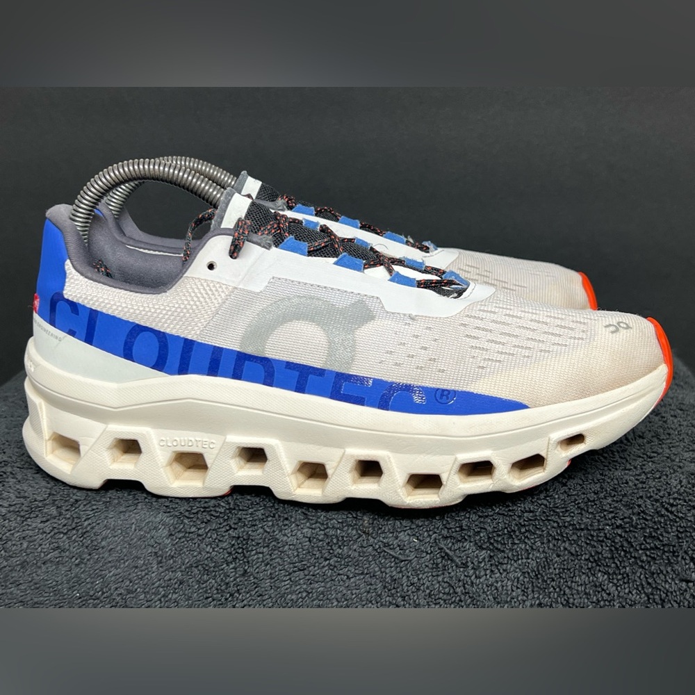 On Mens Cloudmonster 61.98653 Frost Cobalt Blue Running Shoes Sneakers Size 7.5 - Picture 3 of 11